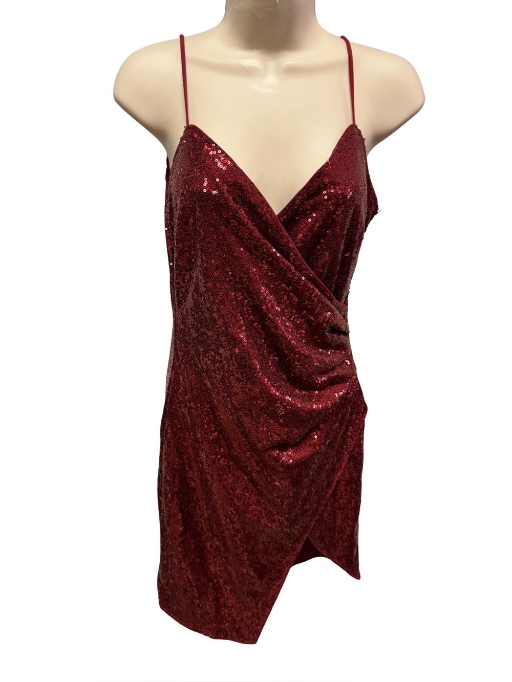 Fashion Nova Imported Bubbly Sequin Wine Mini Dress Size Small NWT